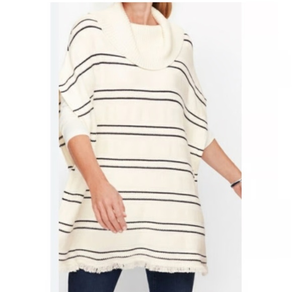 Talbots Sweaters - NWT TALBOTS COWL NECK SWEATER STRIPE PONCHO